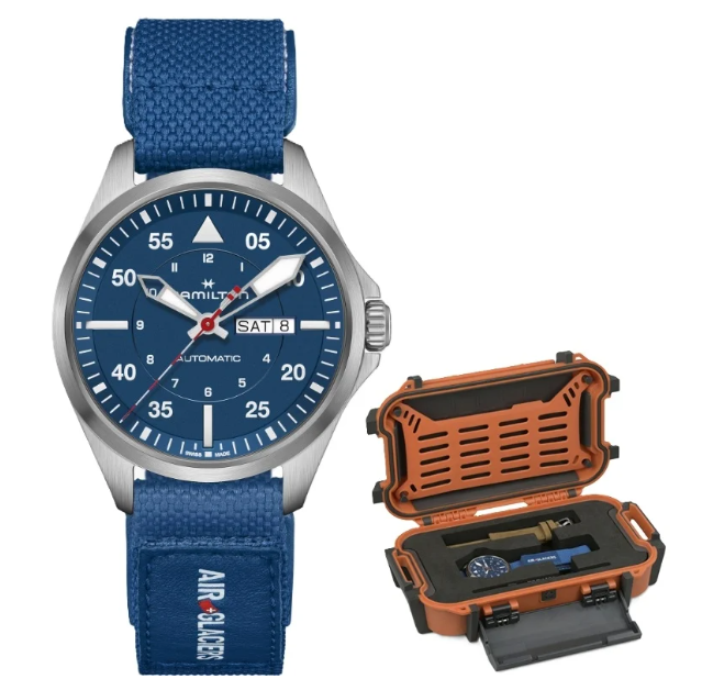 H64655941 - HAMILTON Mod. KHAKI AVIATION PILOT DAY DATE AUTO - AIR-GLACIERS Special Edition + Extra Strap